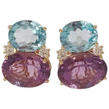 Medium GUM DROP™ Earrings with Iolite and Cabochon Chalcedony and Diamonds