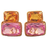 Large GUM DROP™ Earrings with Deep Amethyst and Pink Topaz and Diamonds