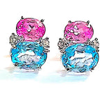 Mini GUM DROP™ Earrings with Pink Topaz and Blue Topaz and Diamonds