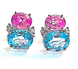 Medium GUM DROP™ Earrings with Pink Topaz and Blue Topaz and Diamonds