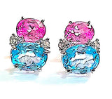 Mini GUM DROP™ Earrings with Blue Topaz and Pink Topaz and Diamonds