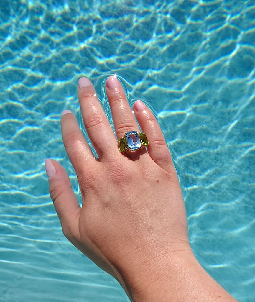 Blue Topaz Emerald Cut Ring