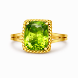 Elegant Single Stone Citrine Ring with Gold Rope Twist Border