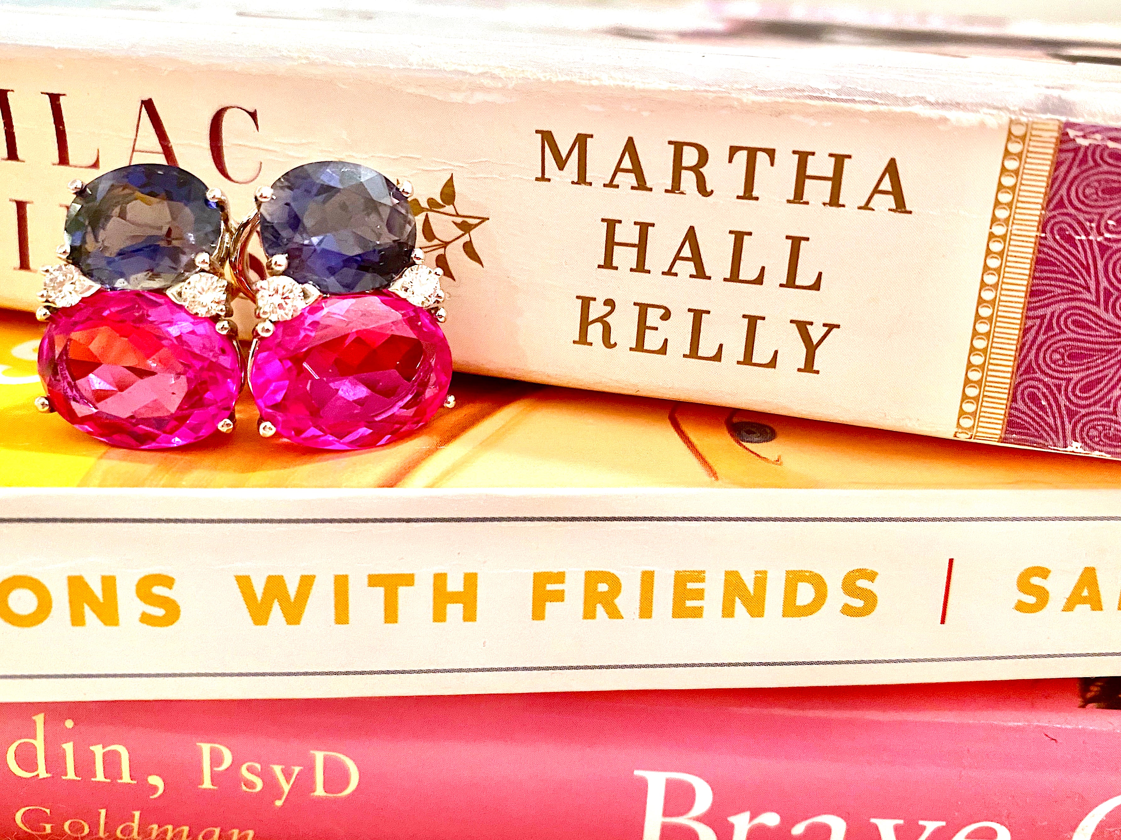 Medium GUM DROP™ Earrings with Deep Citrine and Pink Topaz and Diamonds