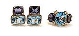 Medium GUM DROP™ Earrings with Pink Topaz and Blue Topaz and Diamonds