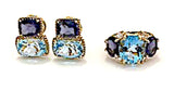 Mini GUM DROP™ Iolite Blue Topaz Diamond Earrings