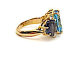 Large GUM DROP™ Ring with Blue Topaz Iolite and Diamonds