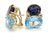 Large GUM DROP™ Earrings with Iolite and Blue Topaz and Diamonds