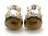 Large GUM DROP™ Earrings with Blue Topaz and Cabochon Smoky Topaz and Diamonds