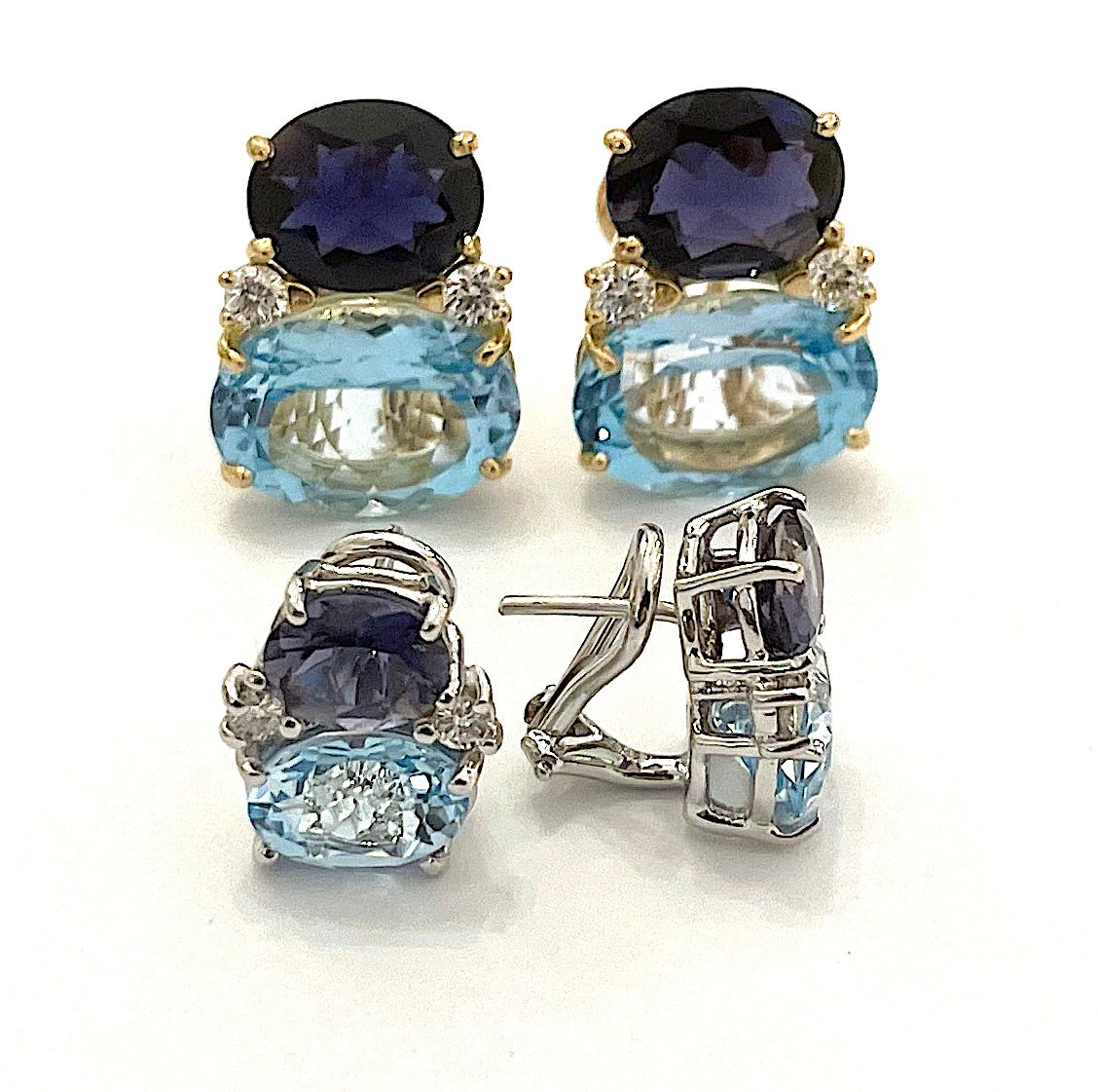 Elegant Drop Earring with Turquoise Sapphire and Blue Topaz A. Clunn