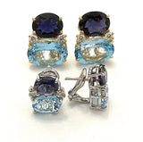 Mini GUM DROP™ Iolite Blue Topaz Diamond Earrings