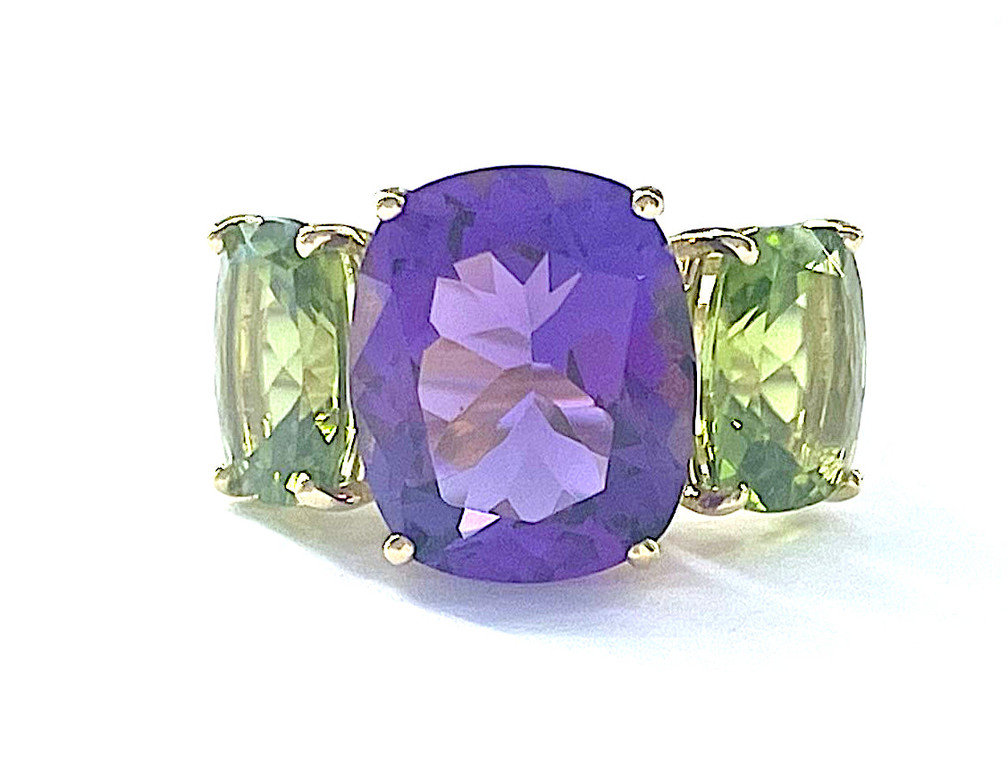 Small GUM DROP™ Ring with Blue Topaz and Iolite and Diamonds