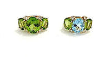 Small GUM DROP™ Ring with Bright Pink Topaz and Blue Topaz and Diamonds