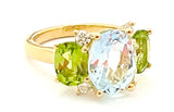 Small GUM DROP™ Ring with Bright Pink Topaz and Blue Topaz and Diamonds