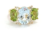 Small GUM DROP™ Ring with Bright Pink Topaz and Blue Topaz and Diamonds