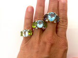 Small GUM DROP™ Ring with Bright Pink Topaz and Blue Topaz and Diamonds