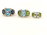 Large GUM DROP™ Earrings with Blue Topaz and Cabochon Smoky Topaz and Diamonds