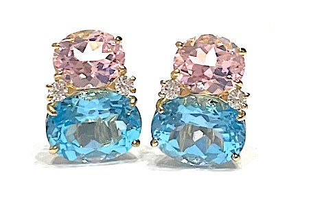 Large GUM DROP™ Earrings with Pink Topaz and Diamonds