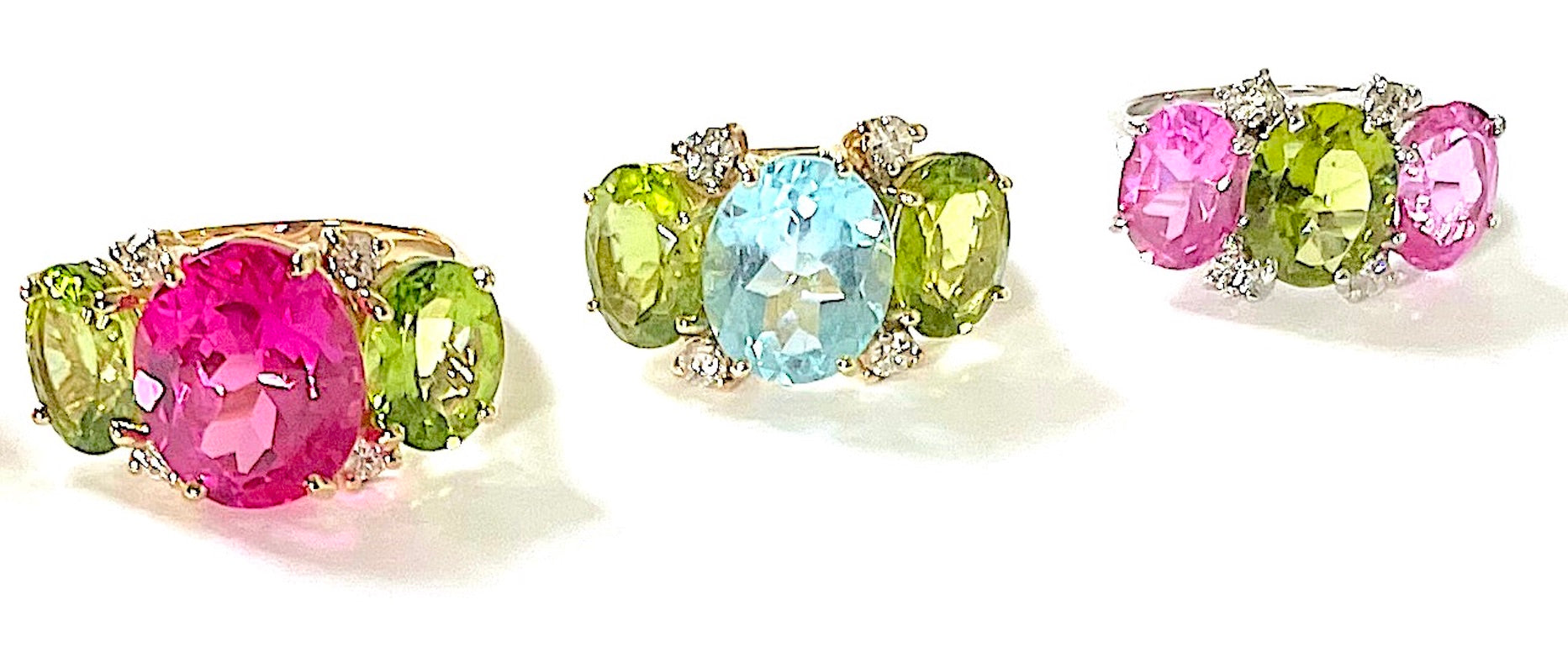 Large GUM DROP™ Earrings with Hot Pink and Deep Blue Topaz and Diamonds