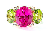 Large GUM DROP™ Ring with Pink Topaz Peridot and Diamonds