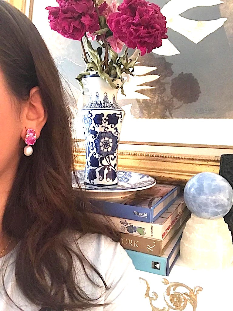 Elegant Drop Earring with Turquoise Sapphire and Blue Topaz A. Clunn