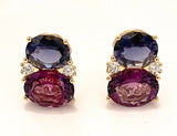 Grande GUM DROP™ Earrings with Cabochon White Jade and Garnet and Diamonds