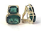 Large Two Stone Cushion Cut Earring with Rock Crystal and Blue Topaz