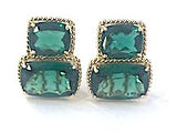 Large Two Stone Cushion Cut Earring with Rock Crystal and Blue Topaz
