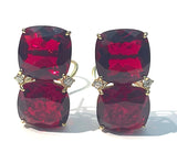 Grande GUM DROP™ Earrings with Cabochon White Jade and Garnet and Diamonds