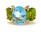 Small GUM DROP™ Ring with Bright Pink Topaz and Blue Topaz and Diamonds