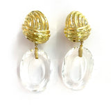 Elegant Gold and Rock Crystal Drop Earring  A. Clunn