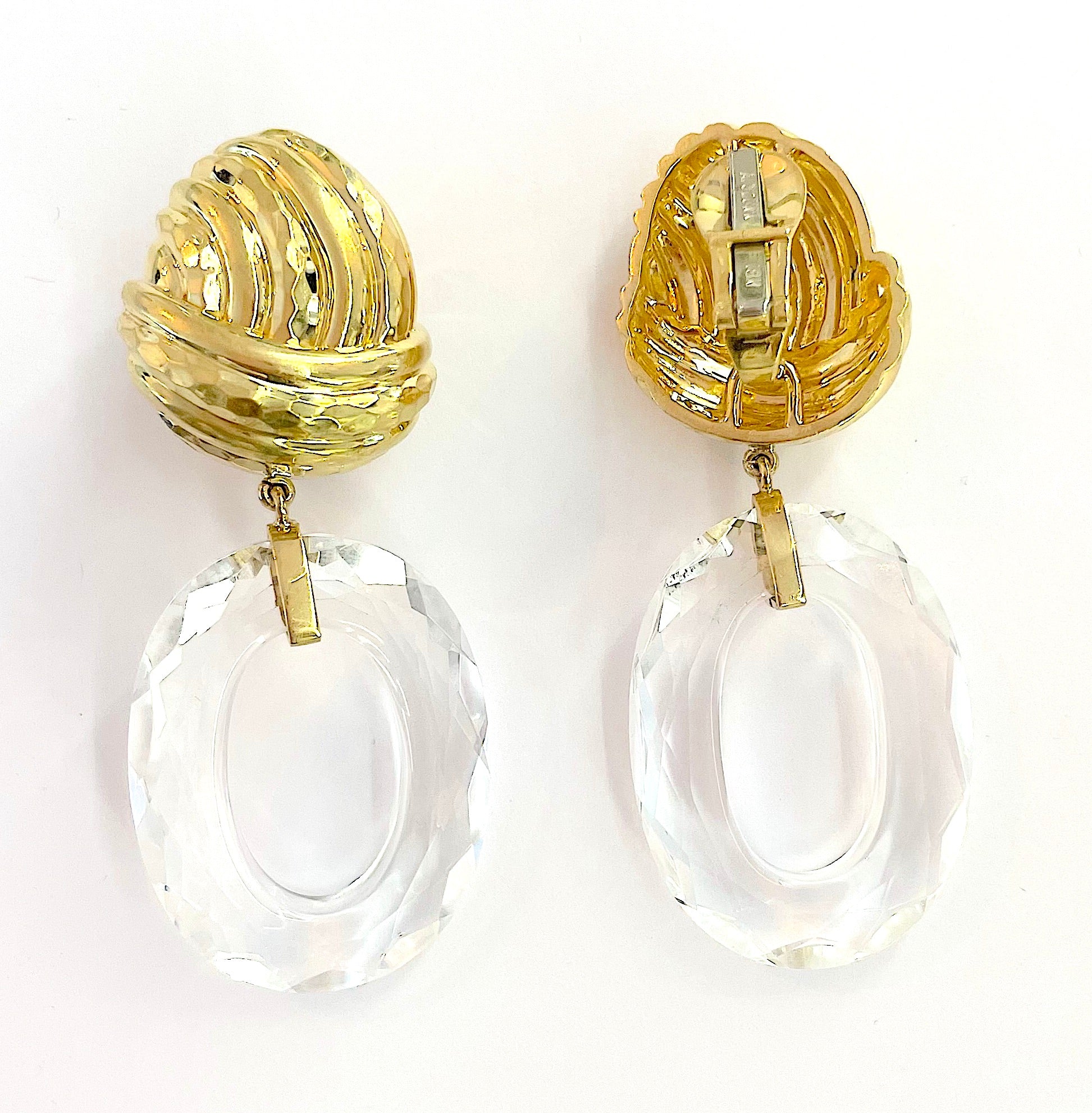 Elegant Gold and Rock Crystal Drop Earring  A. Clunn
