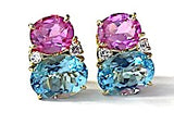 Large GUM DROP™ Earrings with Pink Topaz and Blue Topaz and Diamonds