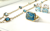 Medium GUM DROP™ Earrings with Pink Topaz and Blue Topaz and Diamonds with Detachable Pearls