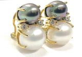 Medium GUM DROP™ Earrings with Pink Topaz and Blue Topaz and Diamonds with Detachable Pearls