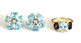 Medium GUM DROP™ Earrings with Pink Topaz and Blue Topaz and Diamonds with Detachable Pearls