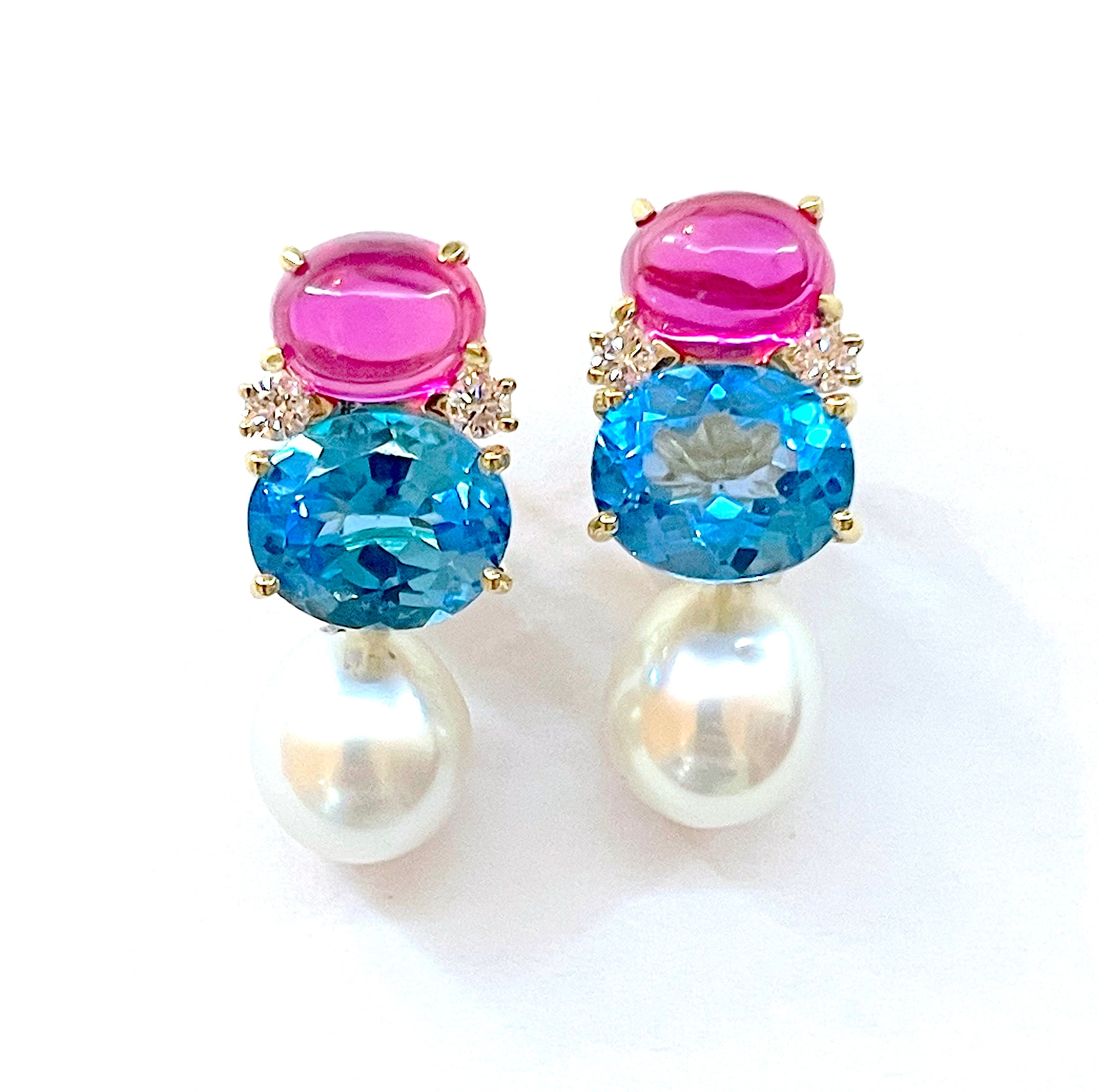 Elegant Drop Earring with Turquoise Sapphire and Blue Topaz A. Clunn
