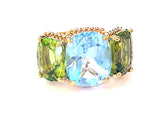 Medium GUM DROP™ Earrings with Pink Topaz and Blue Topaz and Diamonds with Detachable Pearls