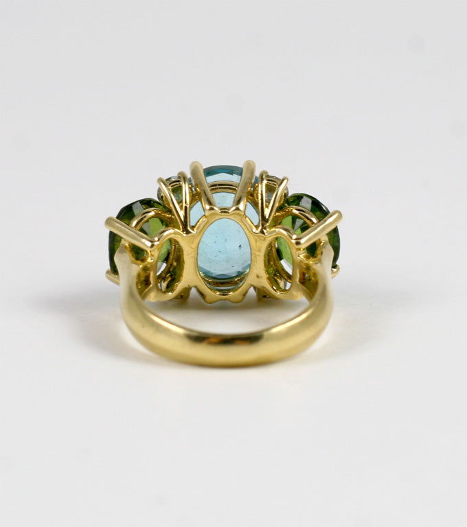 Large GUM DROP™ Ring with Blue Topaz and iolite and Diamonds