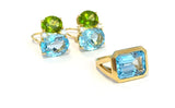 Medium GUM DROP™ Earrings with Pearls and Peridot and Four Diamonds