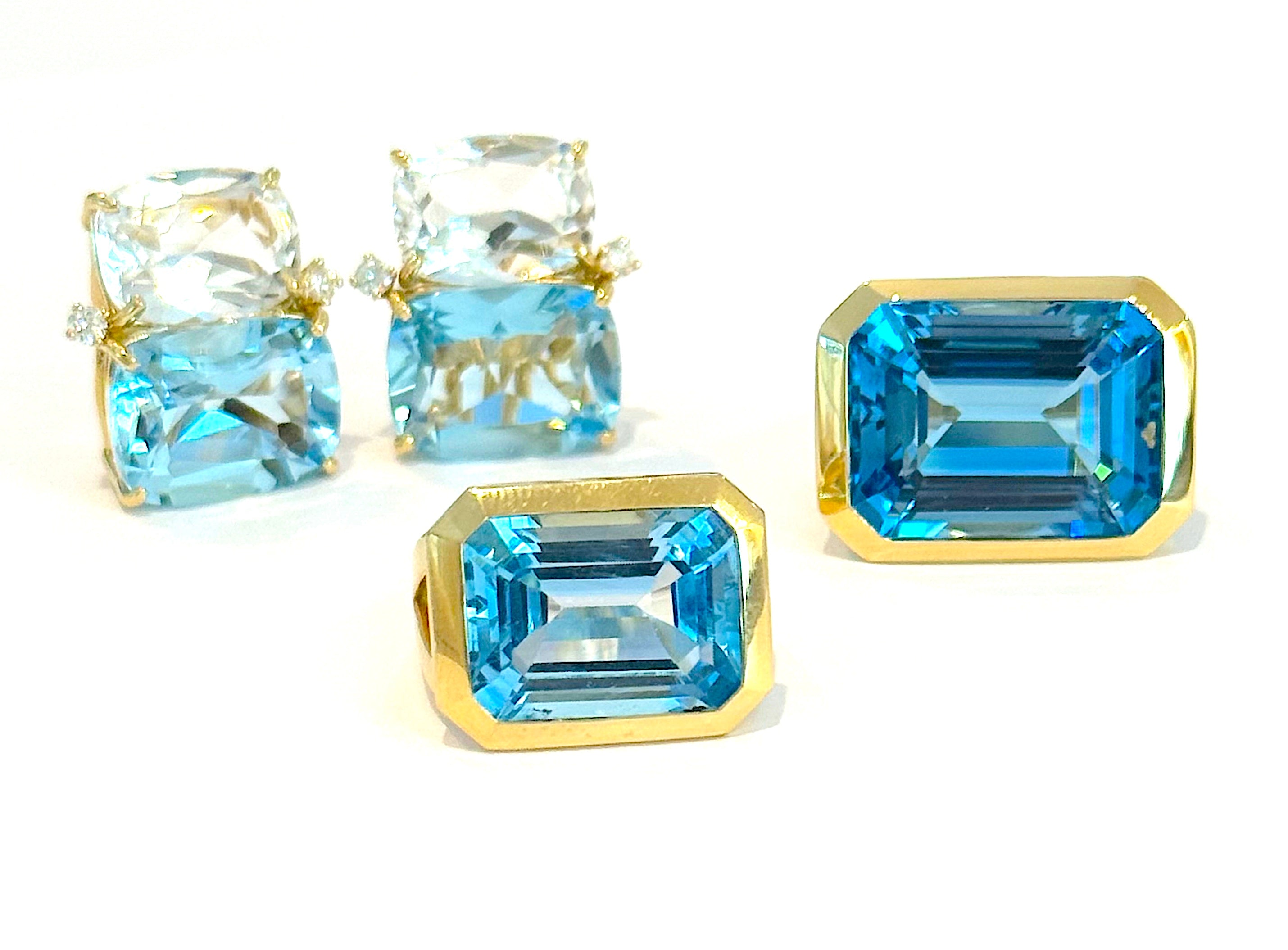 Elegant Multi Color Blue Topaz Necklace on twisted Link chain