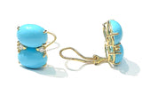 Large GUM DROP™ Earrings with Blue Topaz and Cabochon Smoky Topaz and Diamonds