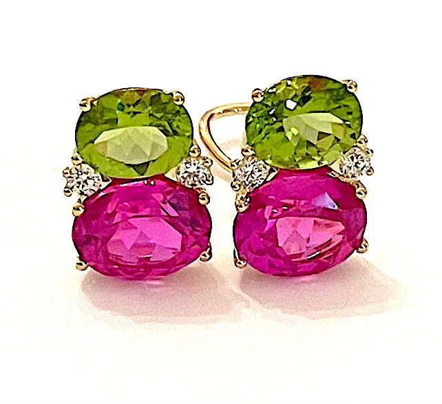 Large GUM DROP™ Earrings with Citrine and Amethyst and Diamonds