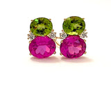 Medium GUM DROP™ Earrings with Pink Topaz and Peridot and Diamonds