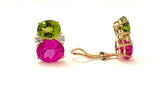Large GUM DROP™ Earrings with Citrine and Cabochon Pink Topaz and Diamonds