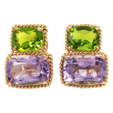 Large GUM DROP™ Earrings with Pale Purple and Green Amethyst and Diamonds