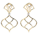 Elegant Three-Stone Drop Earring with Peridot, Pink Topaz, Baroque Pear and Diamonds