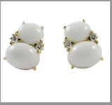 Grande GUM DROP™ Earrings with Cabochon White Jade and Garnet and Diamonds