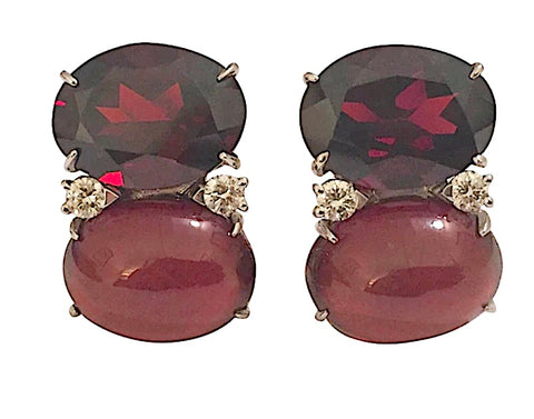 Grande GUM DROP™ Earrings with Garnet and Cabochon Garnet and Diamonds