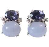 Grande GUM DROP™ Earrings with Pink Topaz and Purple Amethyst and Diamonds